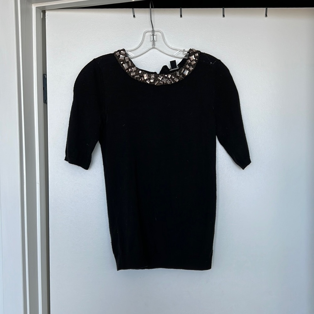 Ann Taylor Embroidered Neck Top